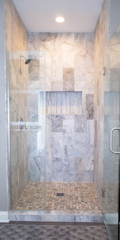 Beautiful shower in bathroom remodel in Des Moines home