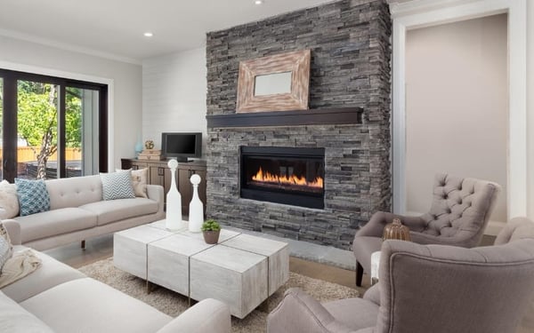 Fireplace in Des Moines living room remodel