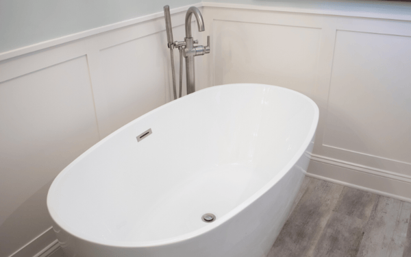 luxury soaking tub in bathroom